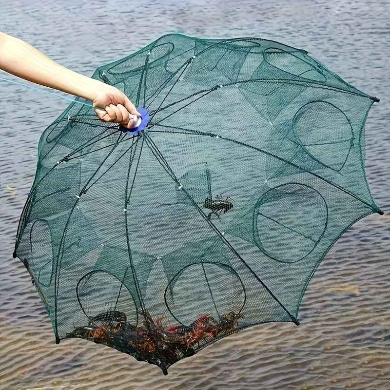 Foldable Polygonal Fishing Cage Net with Six Holes for Minnows Crayfish Crabs