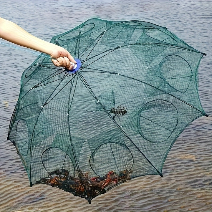 Foldable Polygonal Fishing Cage Net with Six Holes for Minnows Crayfish Crabs
