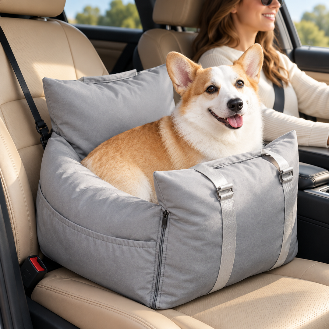 2 in 1 Dog Car Seat Bed with Harness Waterproof Travel Pet Bed