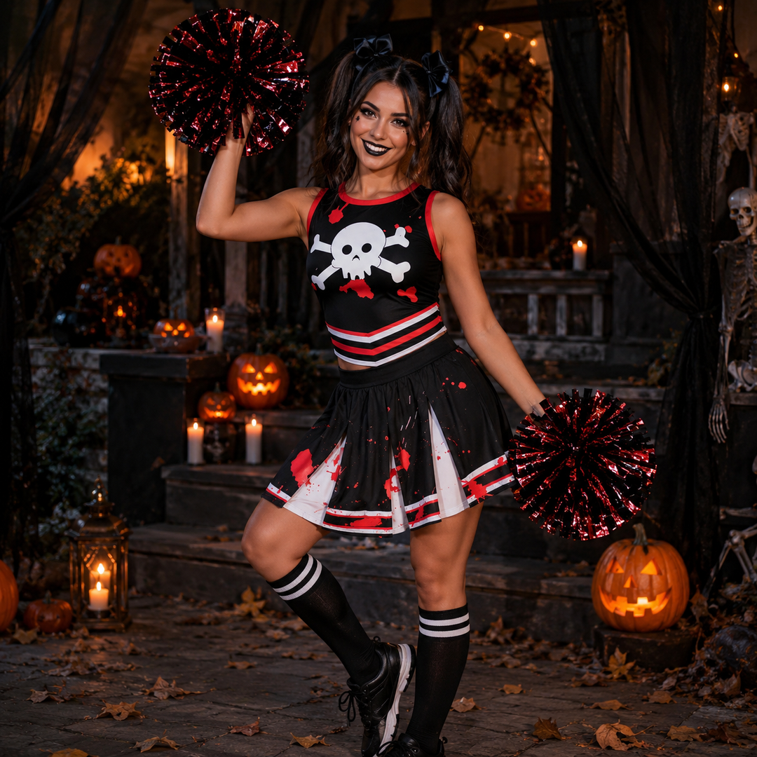 Kids Zombie Cheerleader Costume Halloween Performance Set
