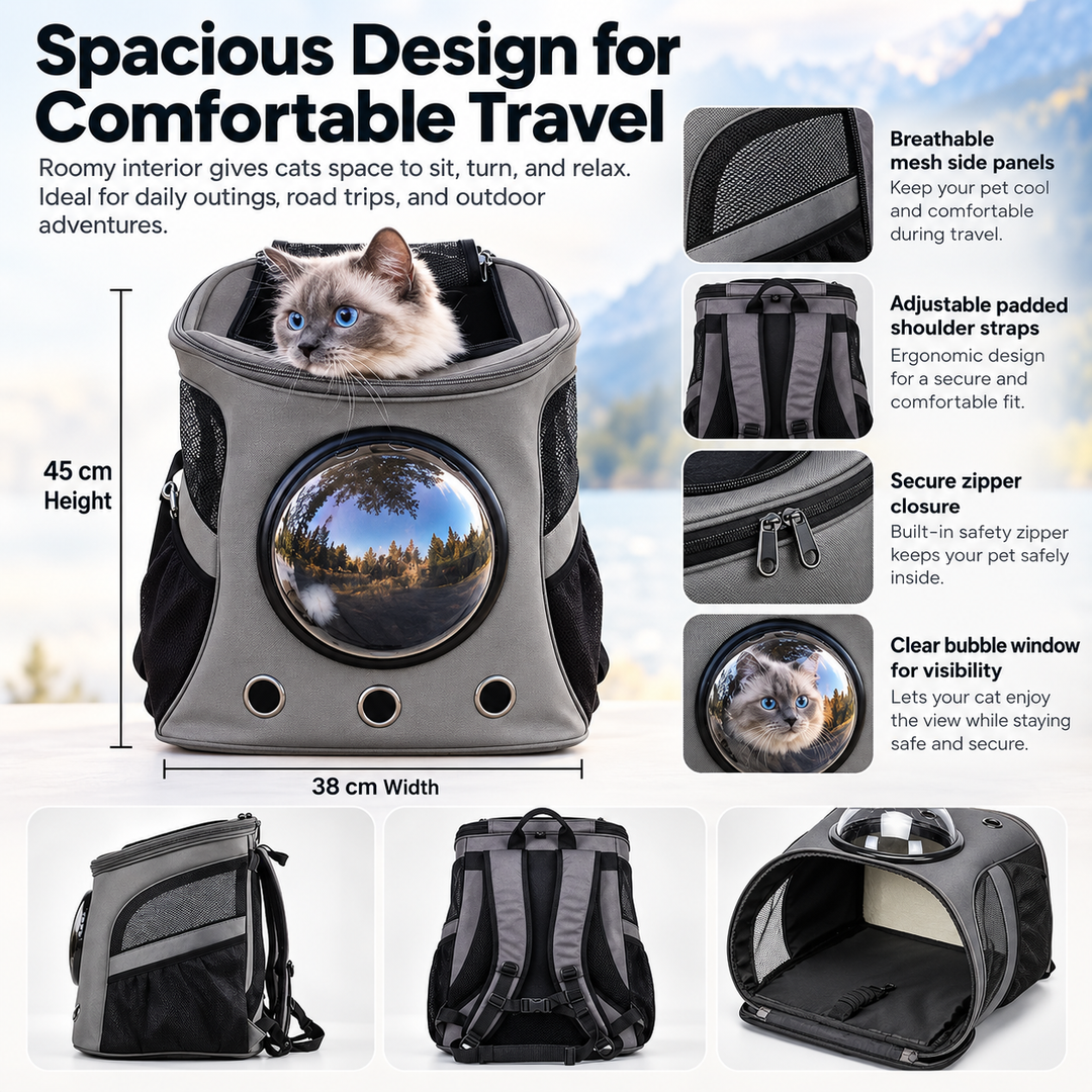 Travel Cat Backpack Breathable Bubble Carrier for Pets