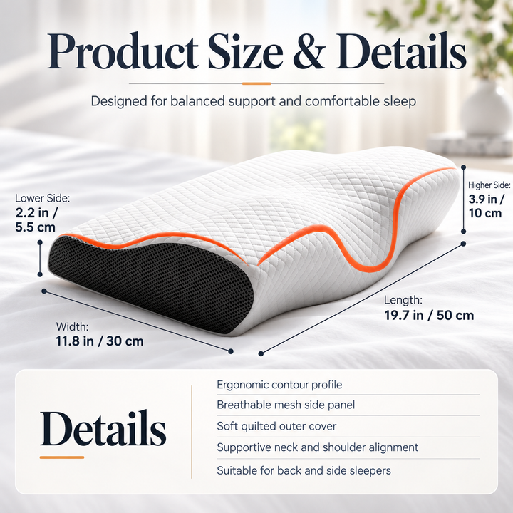 Orthopedic Contour Memory Foam Neck Pillow for Shoulder Pain