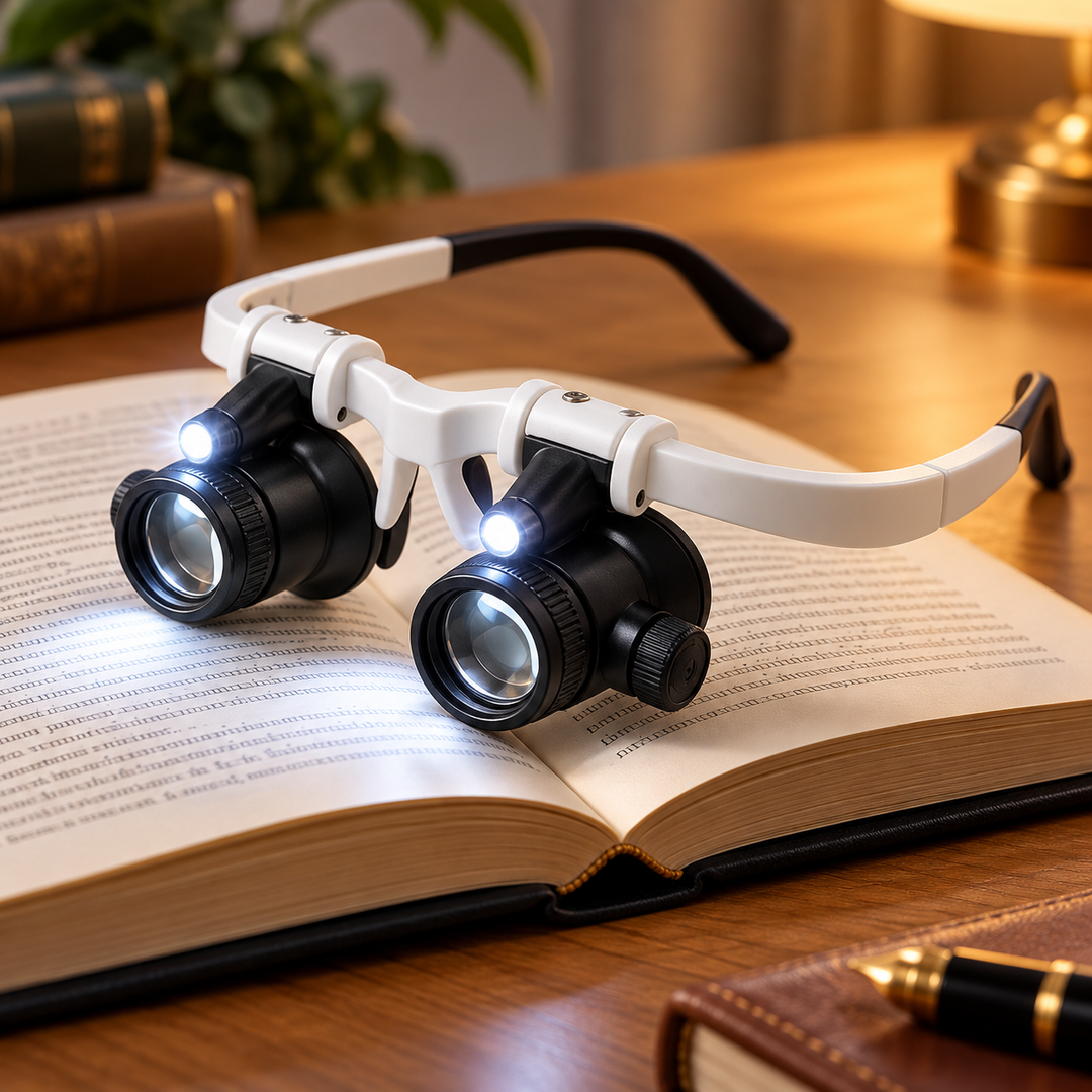 LED Illuminated Magnifier Glasses Hands Free for Reading Hobbies