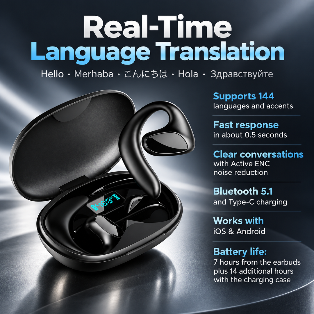 Live Translator Earbuds Real Time Two Way Translation in 144 Languages
