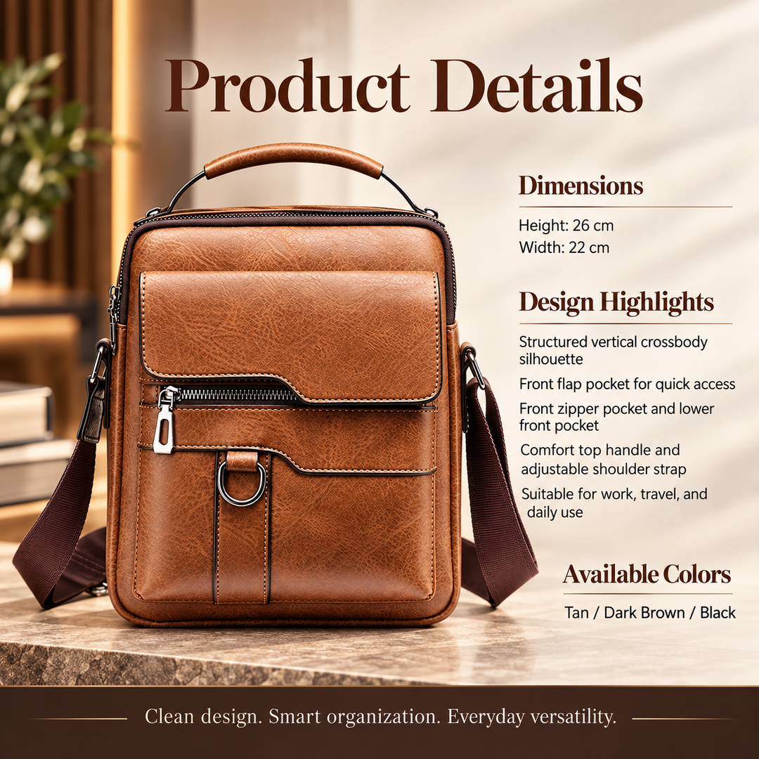 Mens Genuine Leather Shoulder Bag Crossbody Messenger Bag
