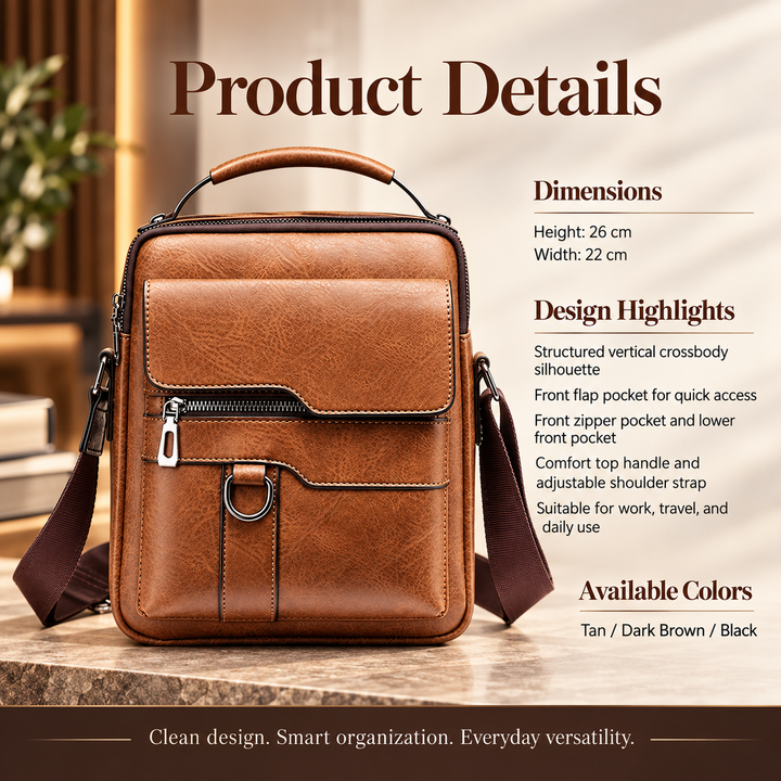 Mens Genuine Leather Shoulder Bag Crossbody Messenger Bag
