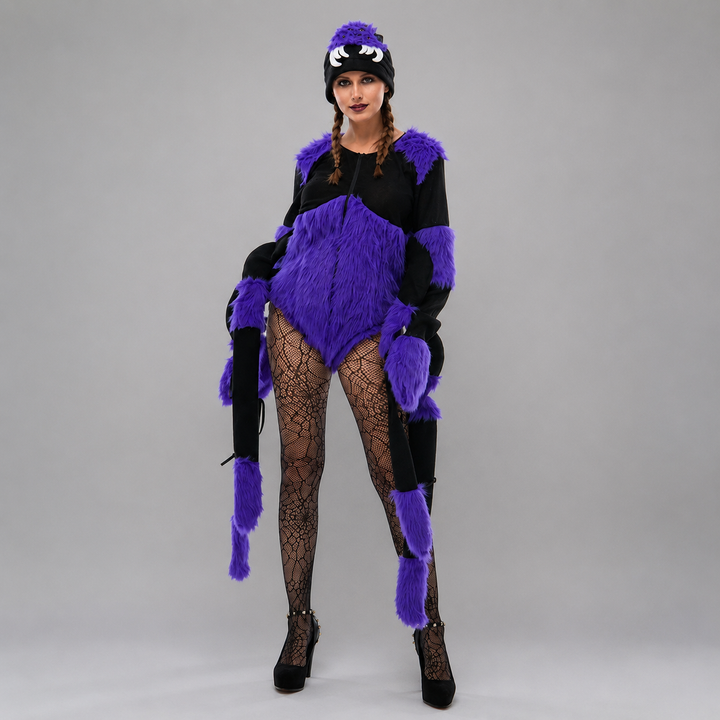 Womens Purple Spider Costume 8 Legs Hat Halloween