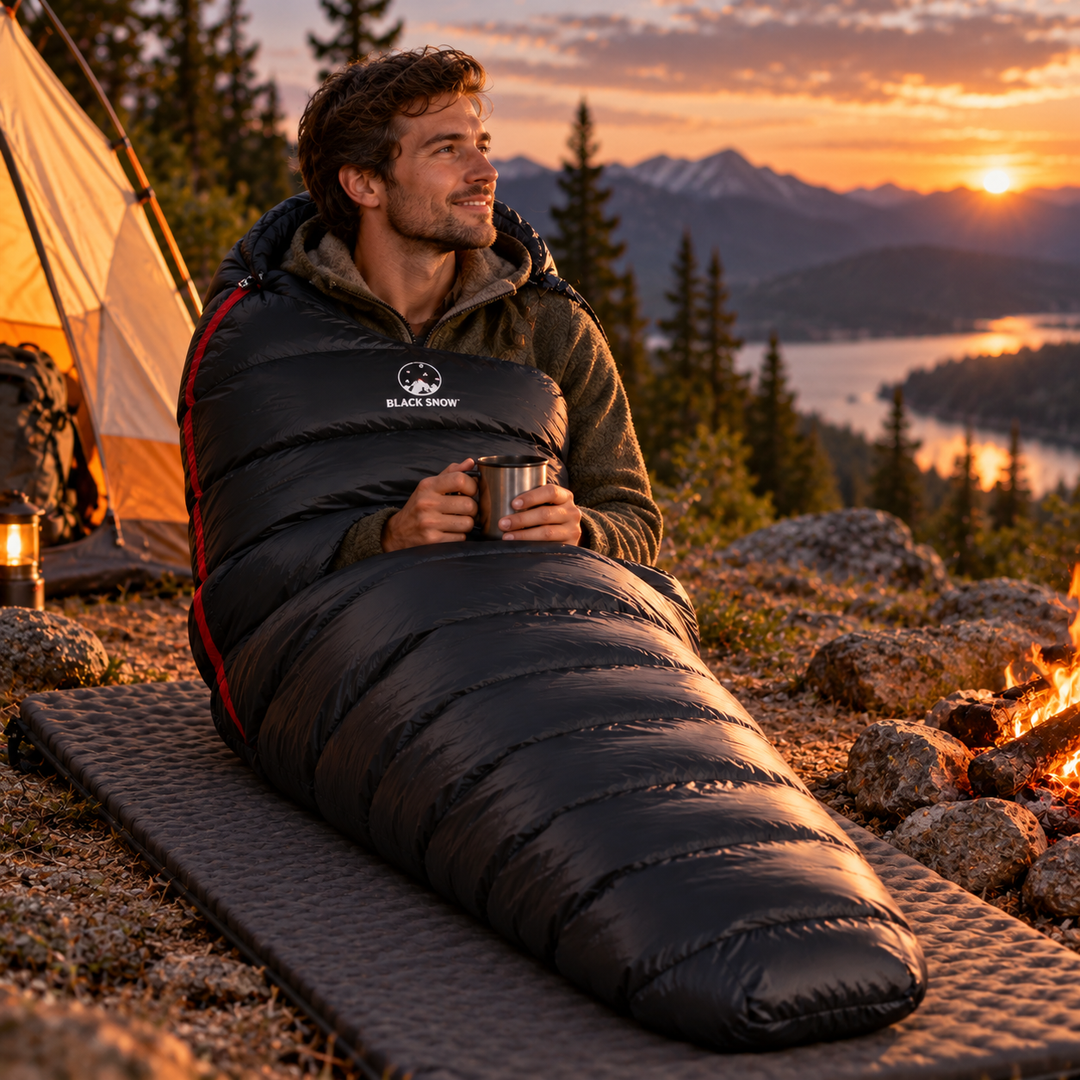 Winter Sleeping Bag Down Insulated for Cold Camping