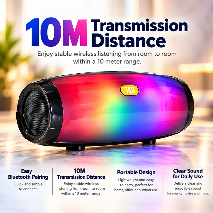 Bluetooth LED Speaker Wireless Portable RGB Light Bass Home Party