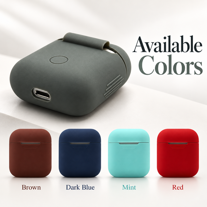 Protective Case for AirPods Shockproof Silicone Cover with Keychain