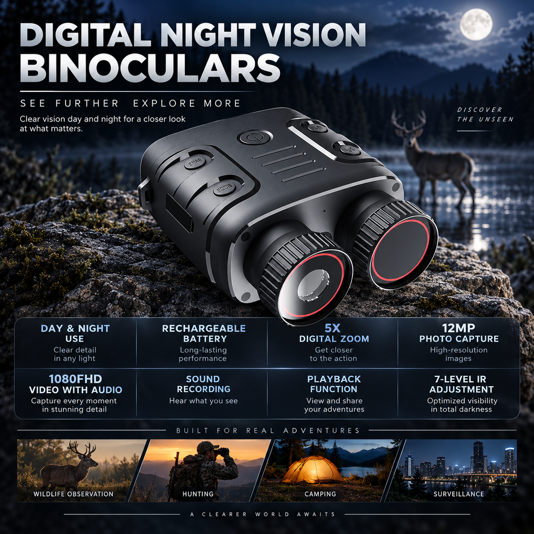 Night Vision Binoculars Camera HD 4x Zoom Digital Goggles for Darkness