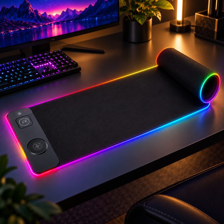 Wireless Charging Desk Mat RGB Mouse Pad with Charger