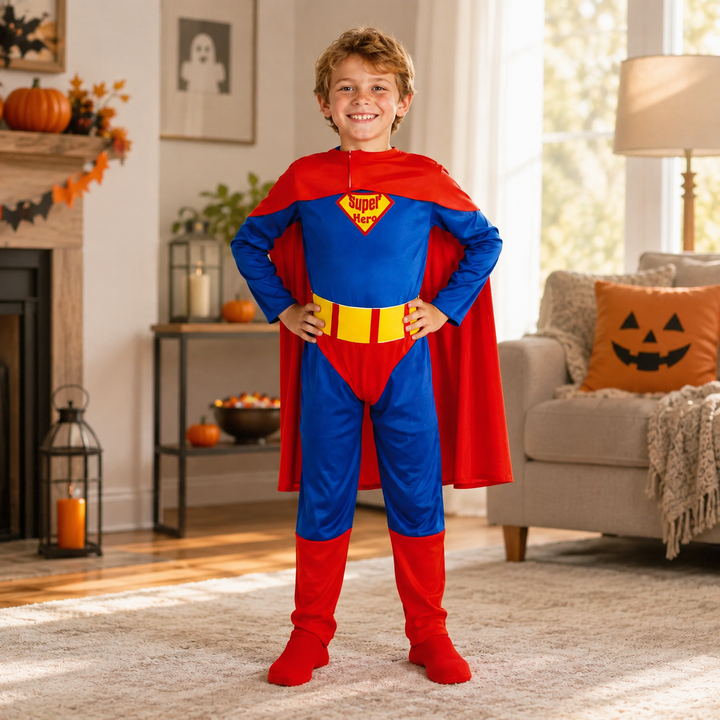 Girls Superhero Costume Dress with Cape Halloween