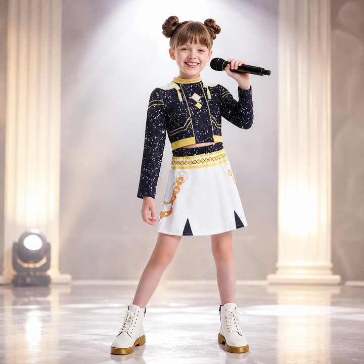 Girls Sparkle Star Print Performance Costume Set Halloween