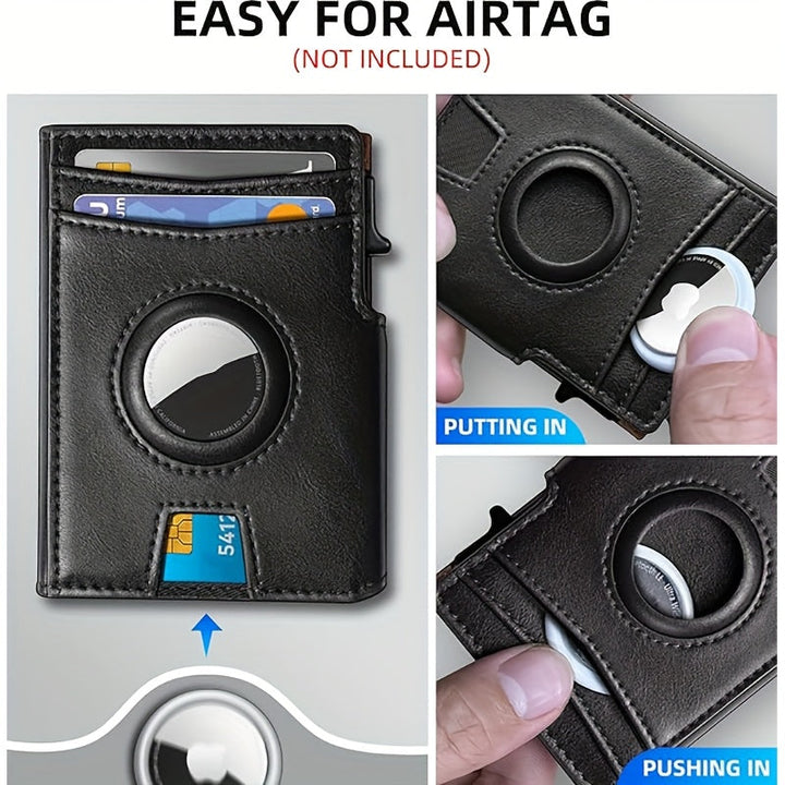 Metal RFID Wallet with Automatic Pop-Up and Airtag Slot