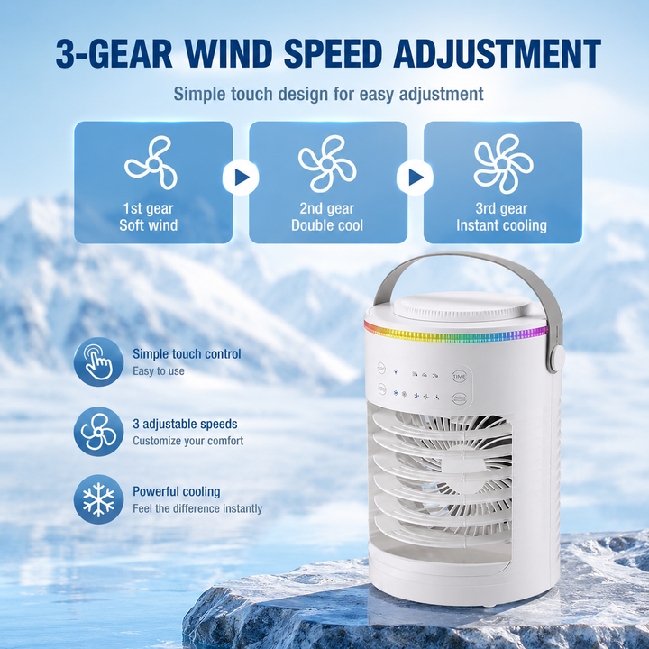 Portable Mini Desktop Air Conditioner Cooling Fan USB Timer RGB