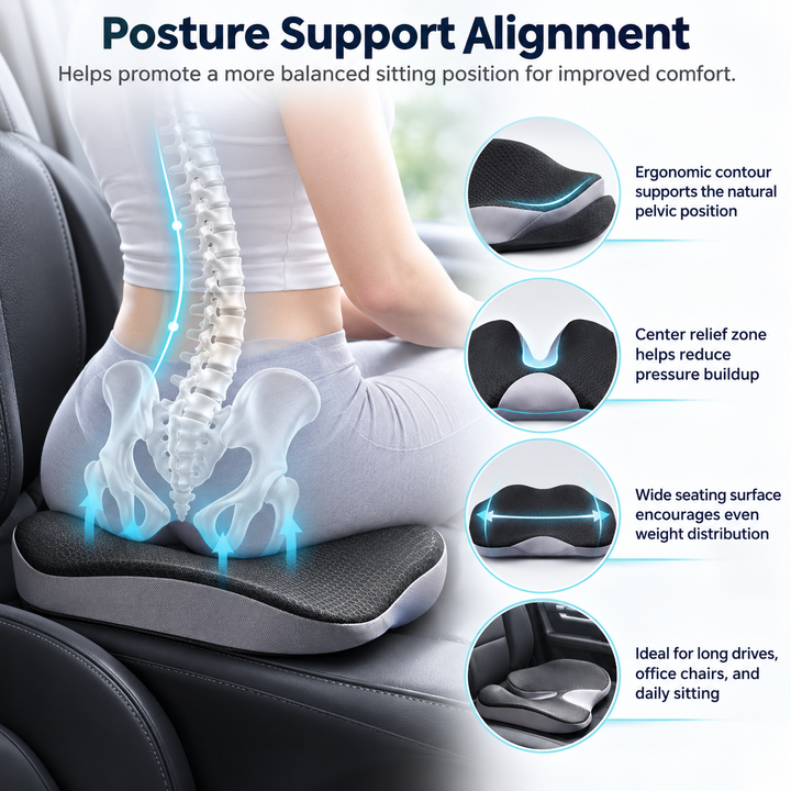 Orthopedic Car Seat Cushion Memory Foam Support Anti Slip Pad