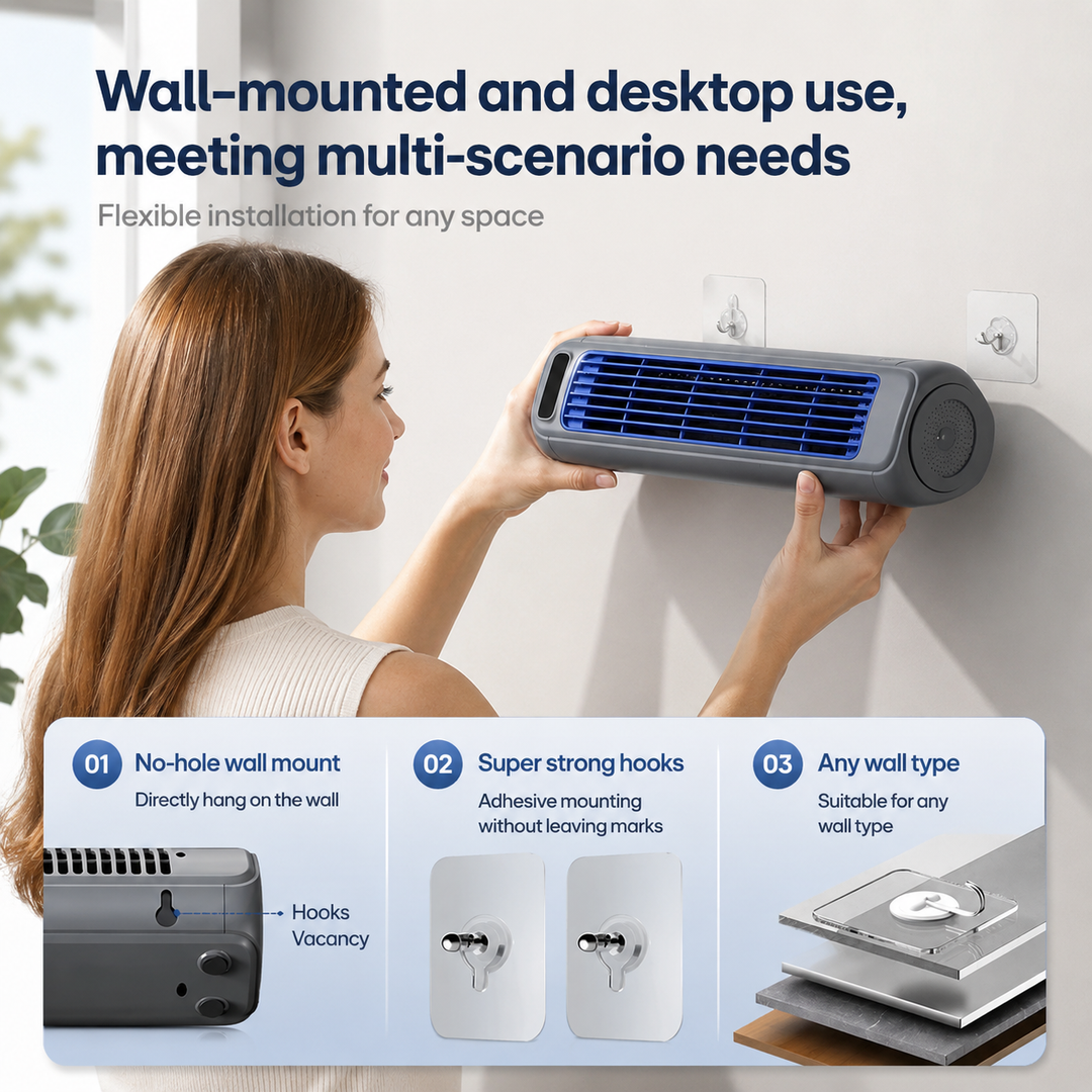Portable Tower Fan Rechargeable Quiet Desktop Cooling Fan 3 Speed