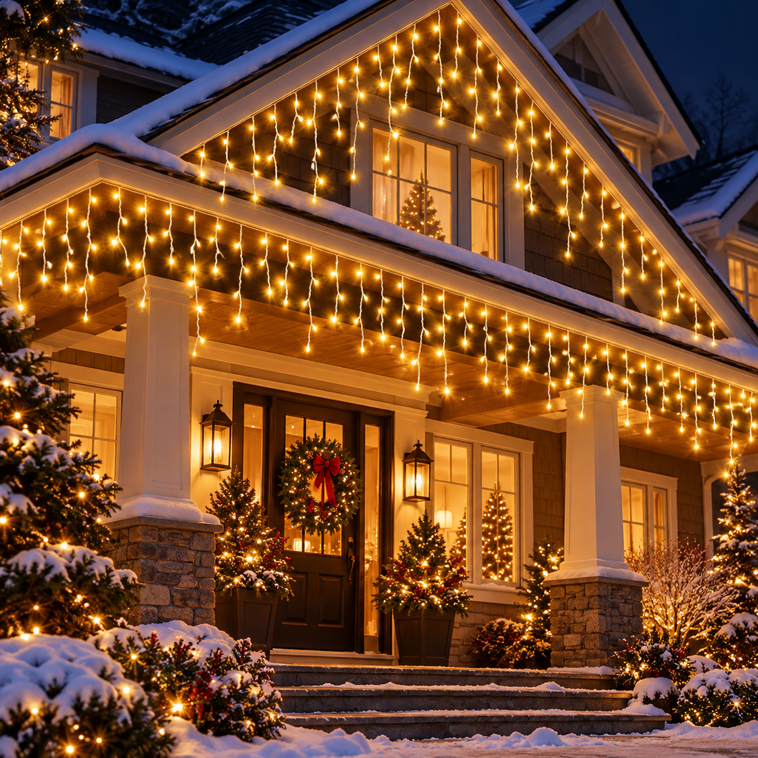 Icicle String LED Lights Warm White Outdoor Christmas Lights