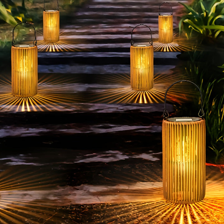 Solar Hanging Lanterns Set Outdoor Waterproof IP65 with Automatic Switch