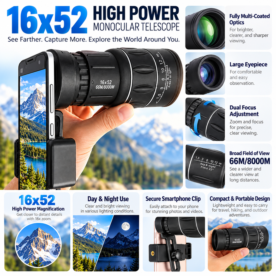 Hiking Monocular HD Digital Telescope Lens Camera for Phone