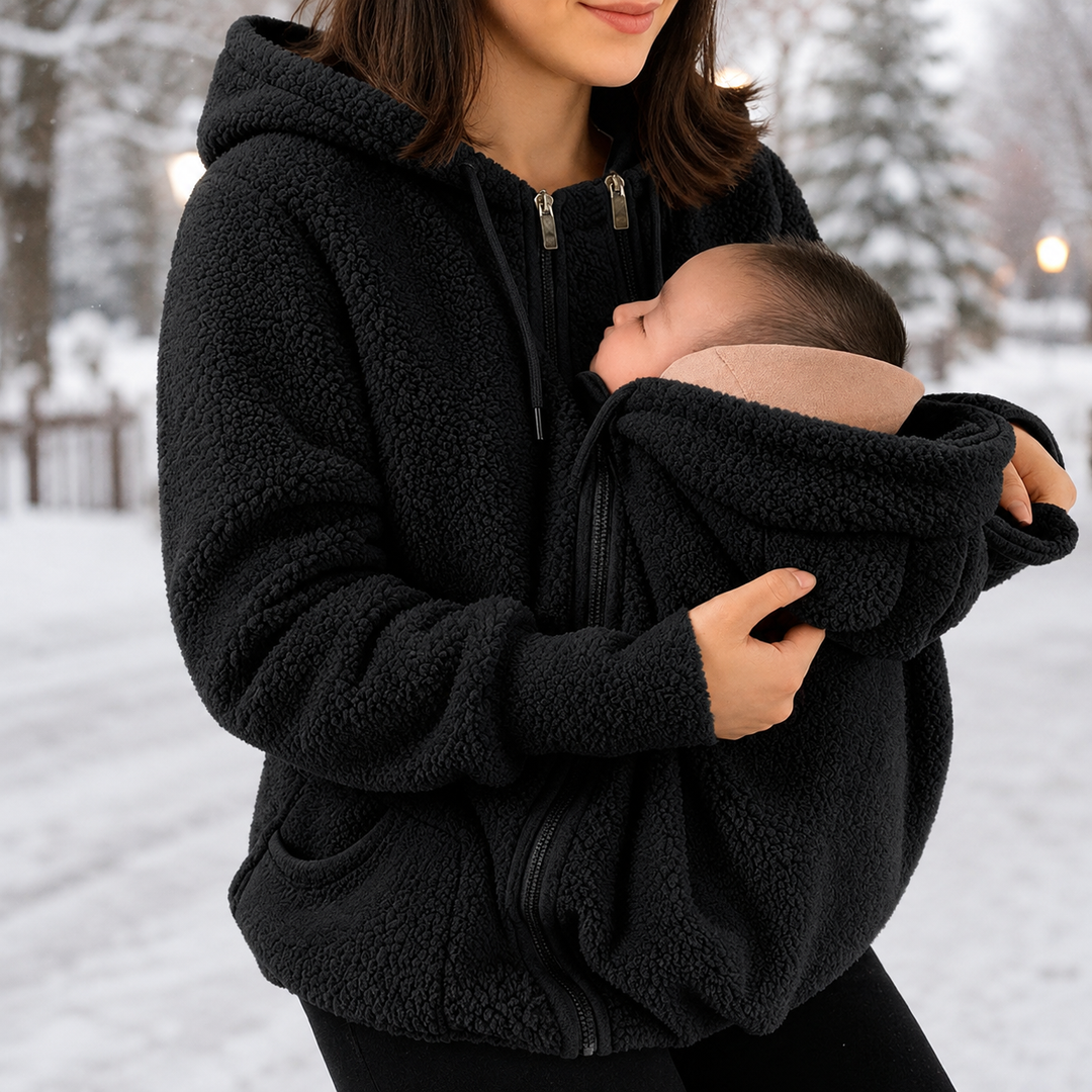 Womens Sherpa Fleece Babywearing Zip Hoodie Maternity Jacket