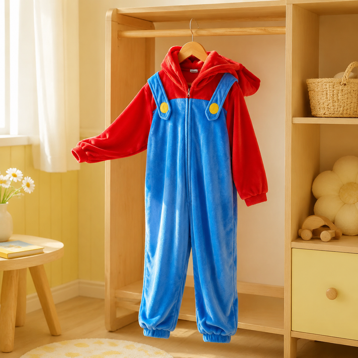 Kids Mario and Luigi Onesie Pyjamas Cosplay Sleepwear