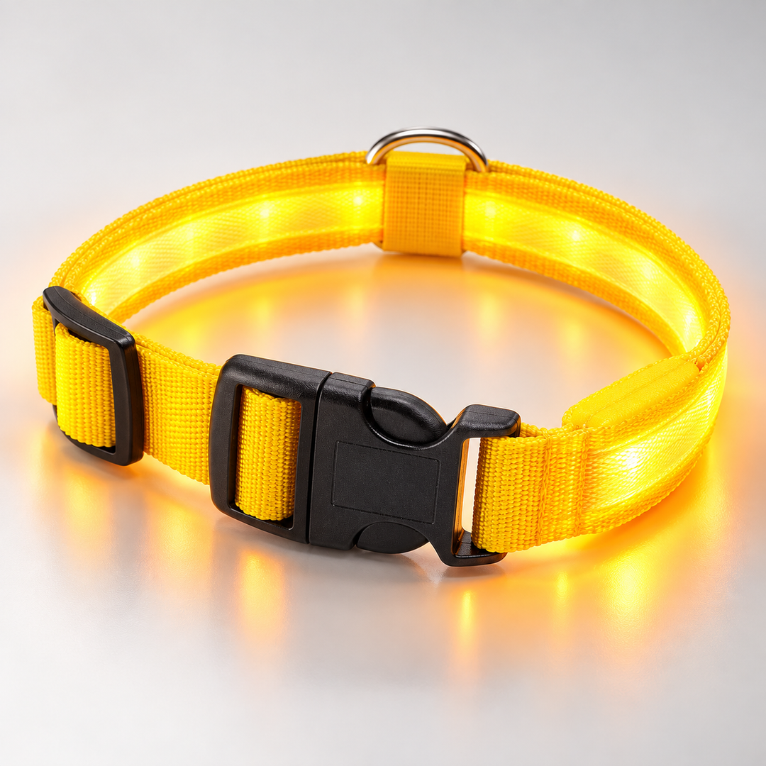 Light Up Dog Collar Rechargeable LED Flashing Adjustable Night Safe