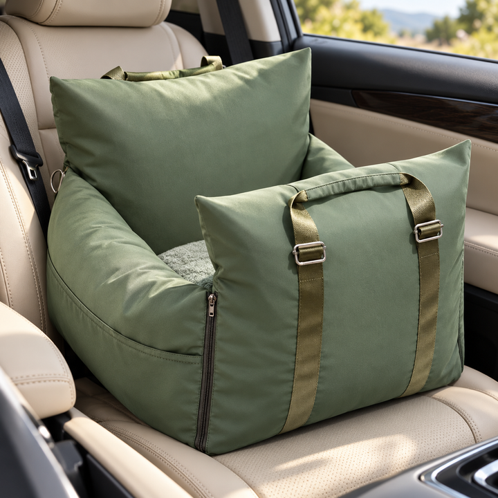 2 in 1 Dog Car Seat Bed with Harness Waterproof Travel Pet Bed