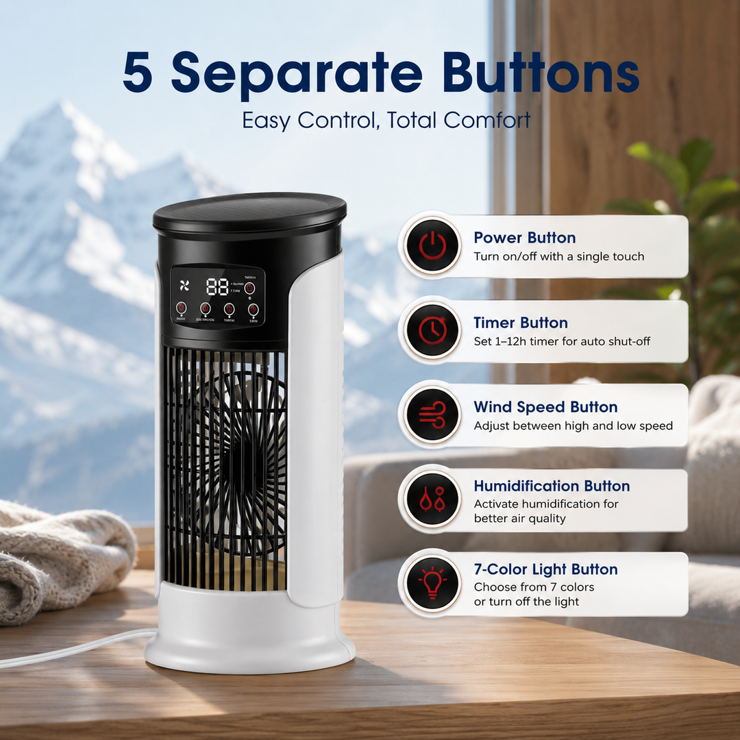 Portable Tower Fan Air Conditioner USB Mini Air Cooler Humidifier