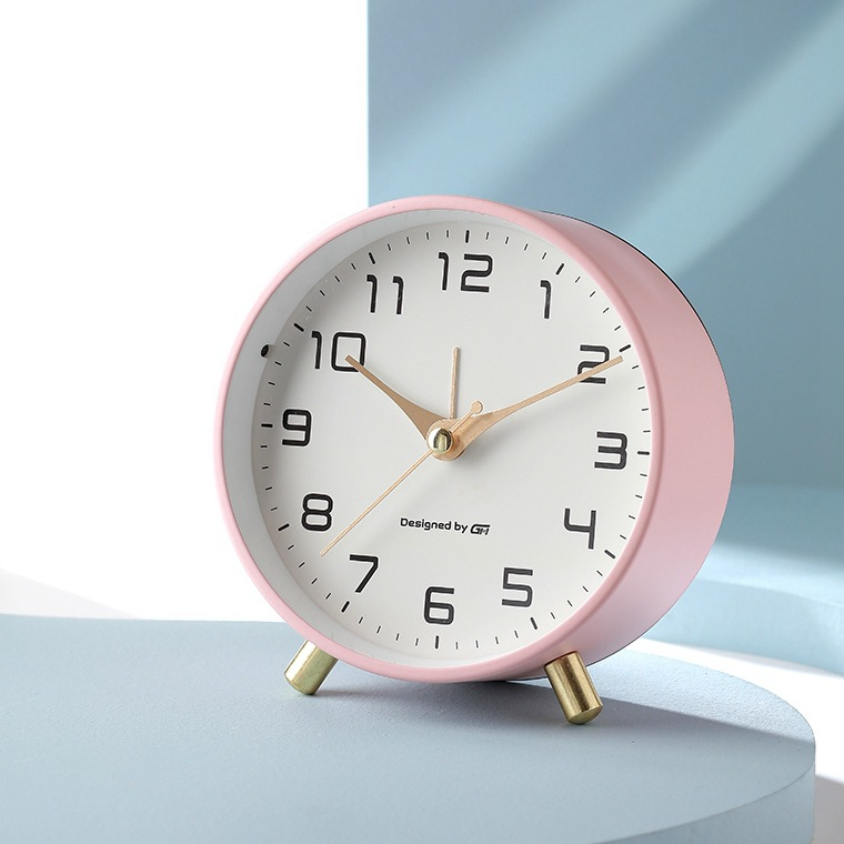 Square Analog Quartz Silent Table Clock Scandinavian Design