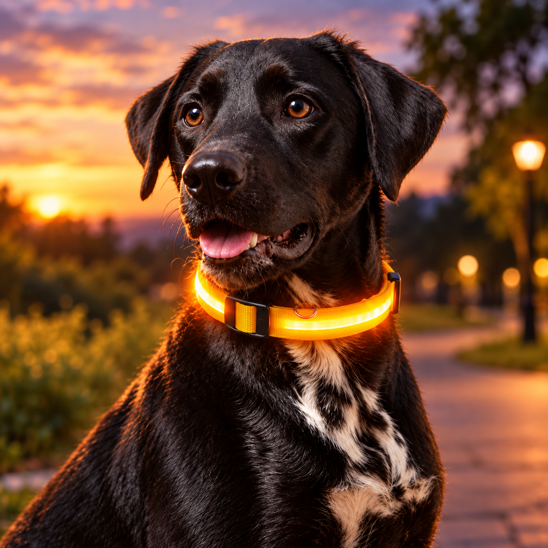 Light Up Dog Collar Rechargeable LED Flashing Adjustable Night Safe