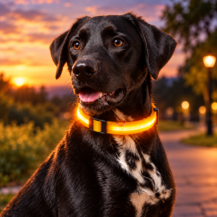 Light Up Dog Collar Rechargeable LED Flashing Adjustable Night Safe