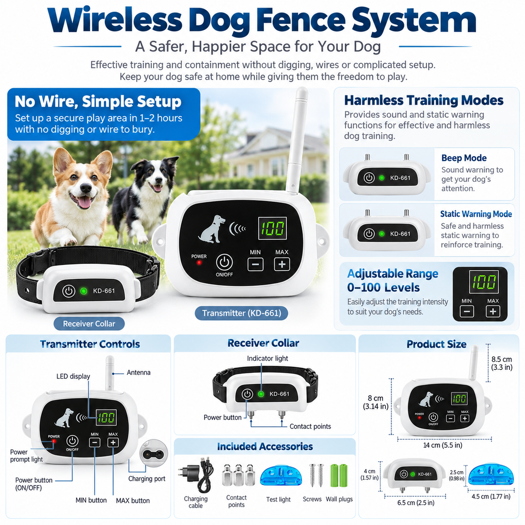 Wireless Dog Fence and Training Collar System Waterproof