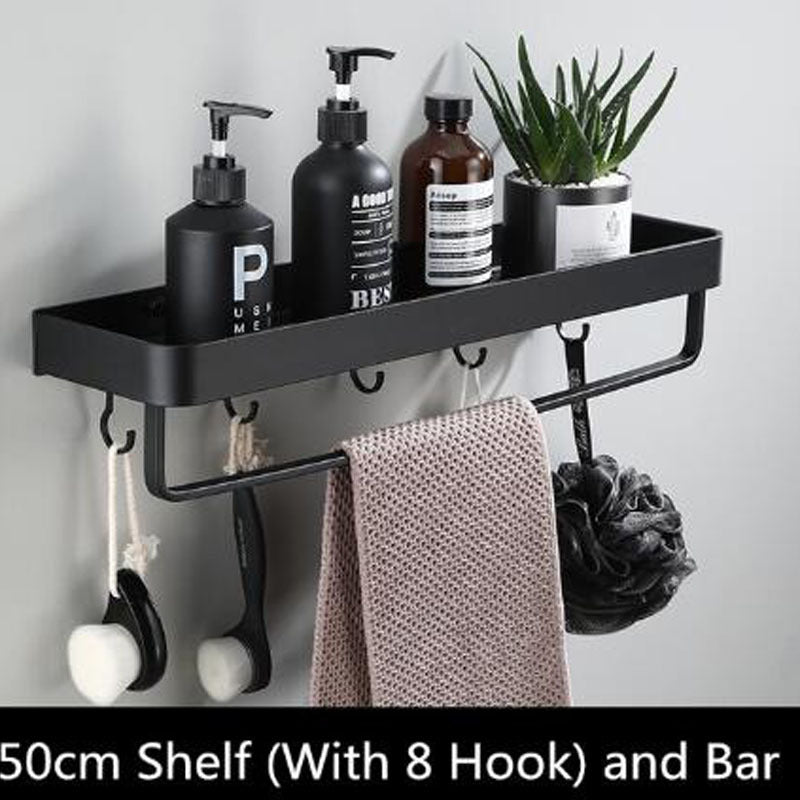 Bathroom Wall Shelf Rectangular Aluminum Frame Mount