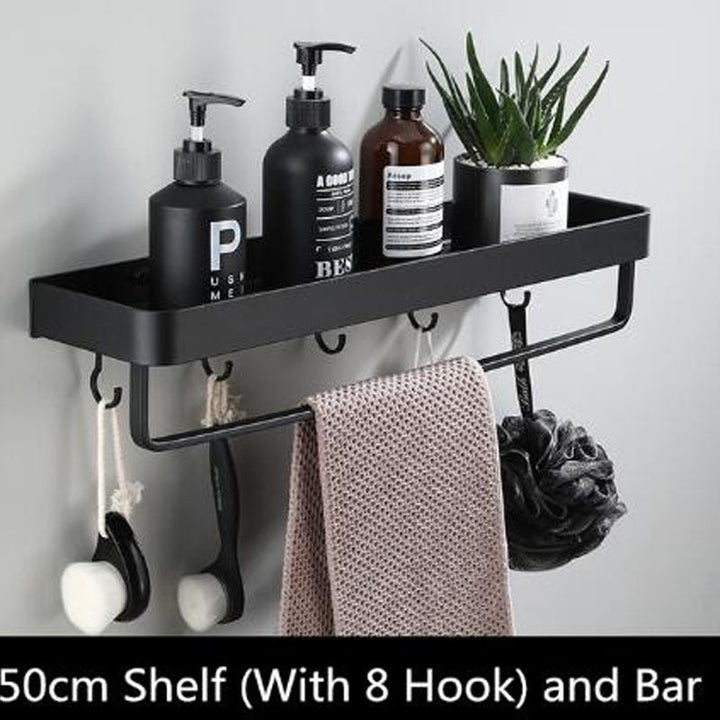 Bathroom Wall Shelf Rectangular Aluminum Frame Mount