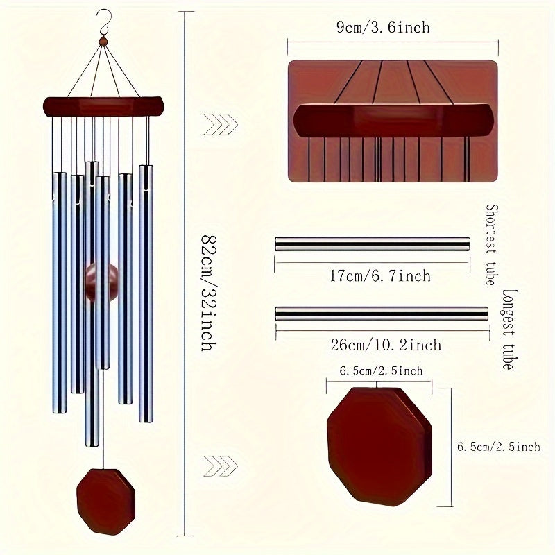 Outdoor Wind Chime Large Deep Tone 6 Tuned Pipes Sympathy Wind Chime