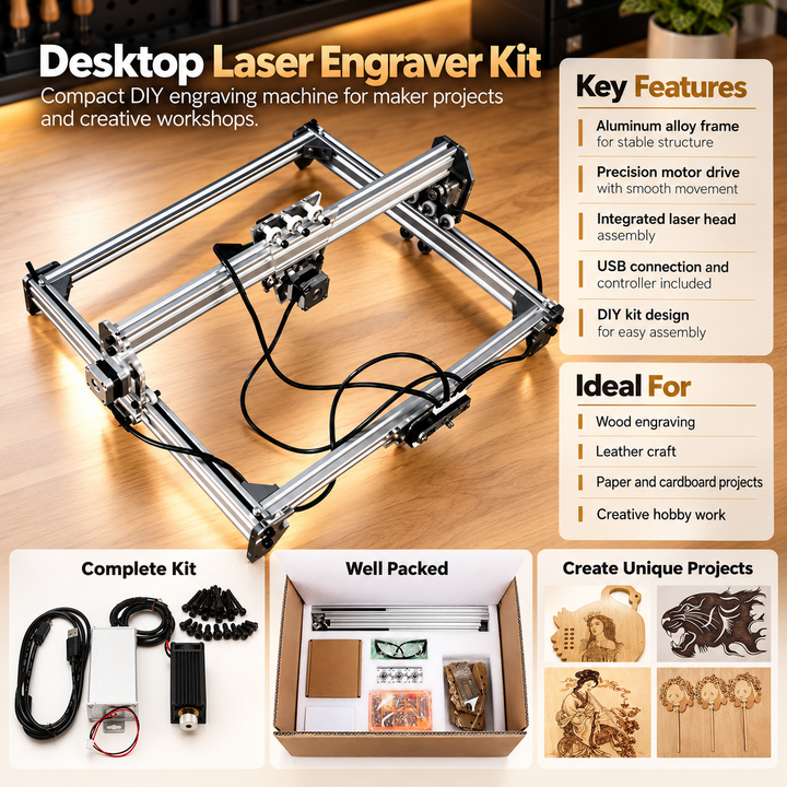 Laser Engraving Machine 3000mW Blue CNC Wood Engraver Cutter