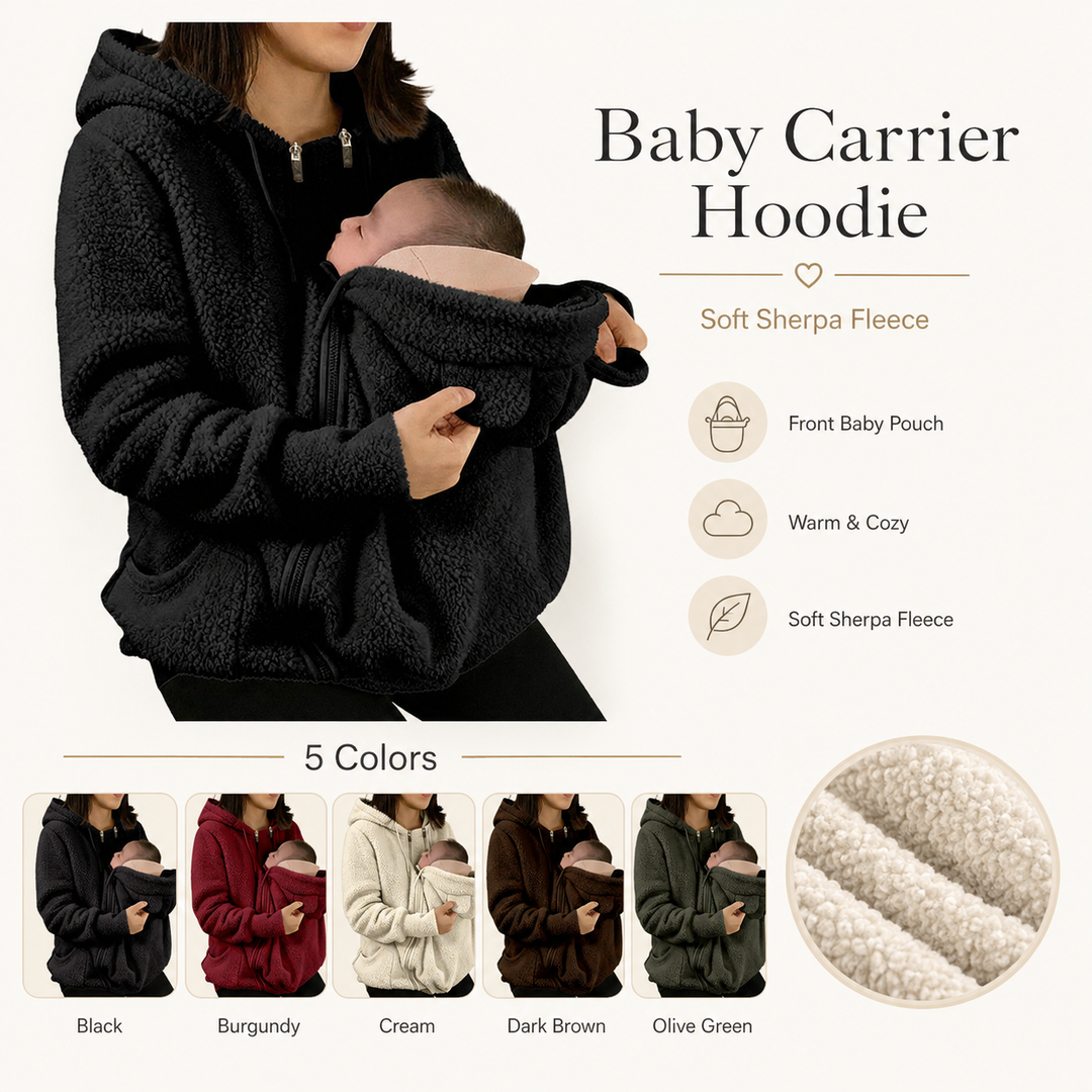 Womens Sherpa Fleece Babywearing Zip Hoodie Maternity Jacket