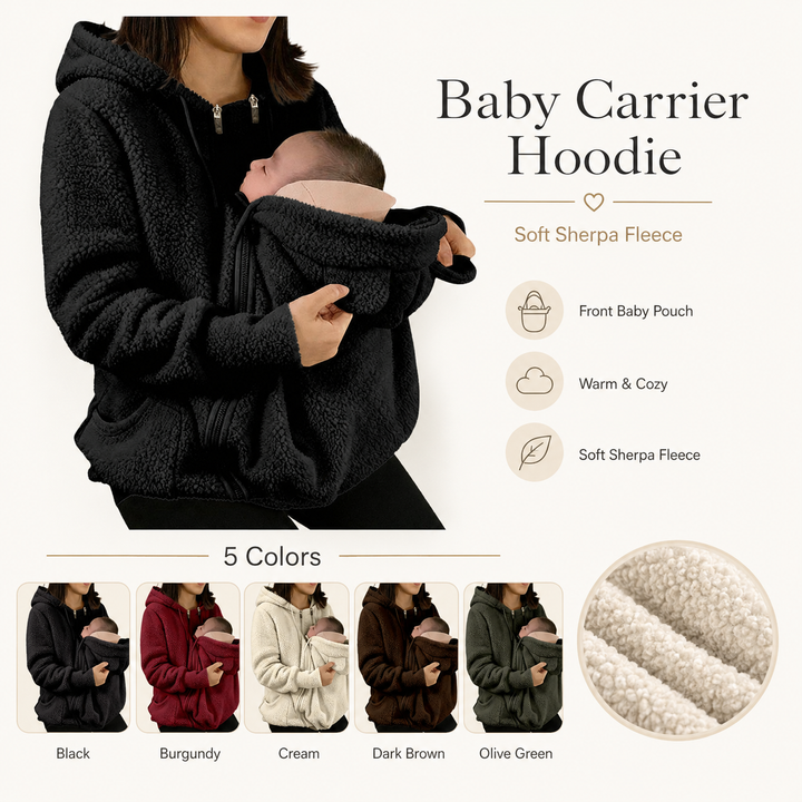 Womens Sherpa Fleece Babywearing Zip Hoodie Maternity Jacket
