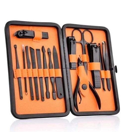 15 Piece Manicure Pedicure Grooming Kit with Travel Case