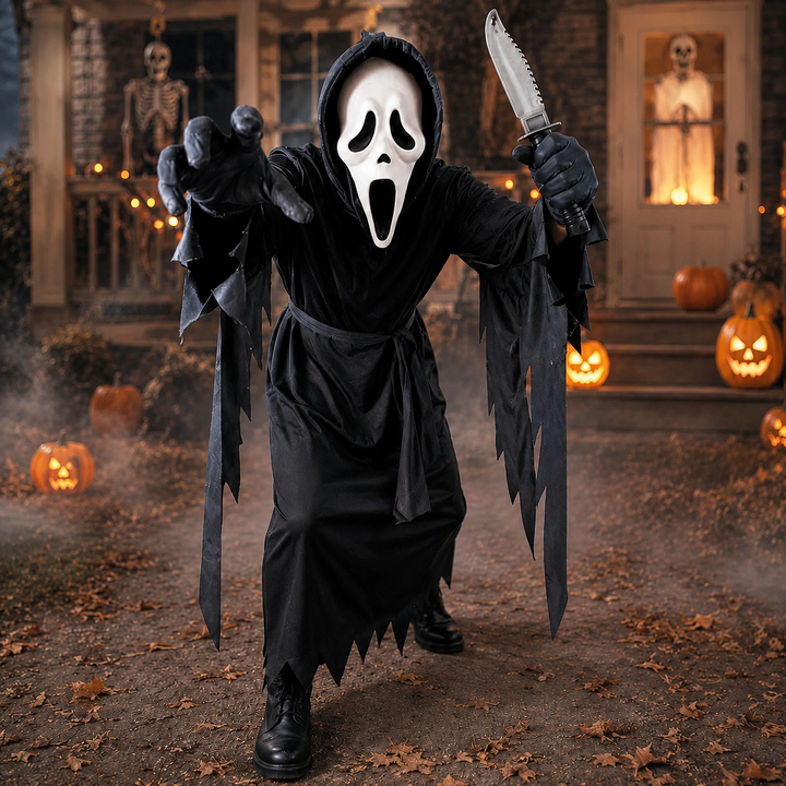 Ghostface Costume Robe with Mask and Dagger Halloween Scream
