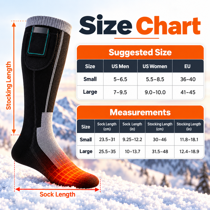 Rechargeable Heated Ski Socks Electric Thermal Skiing Snowboard