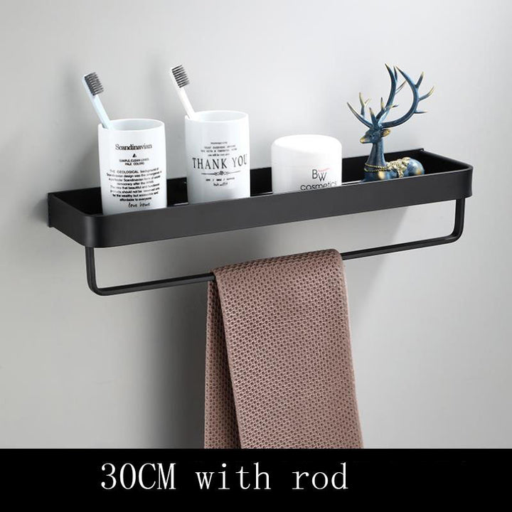 Bathroom Wall Shelf Rectangular Aluminum Frame Mount