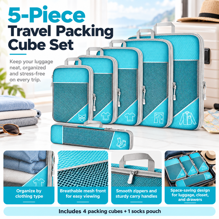 Compression Packing Cubes Travel Luggage Organiser Set