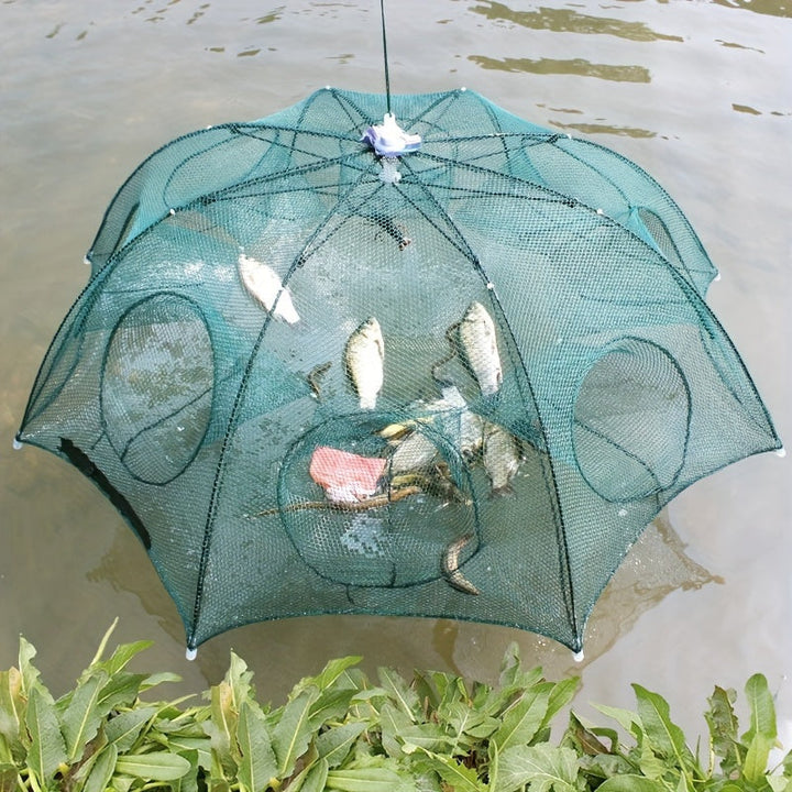 Foldable Polygonal Fishing Cage Net with Six Holes for Minnows Crayfish Crabs