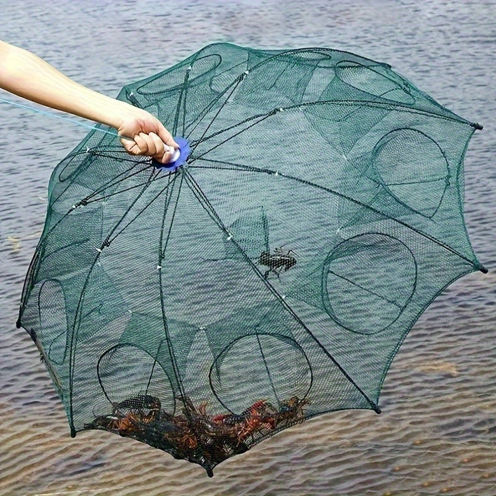 Foldable Polygonal Fishing Cage Net with Six Holes for Minnows Crayfish Crabs
