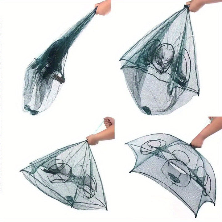 Foldable Polygonal Fishing Cage Net with Six Holes for Minnows Crayfish Crabs
