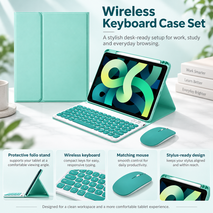 Wireless Keyboard Case for iPad with Rotating Cover and Trackpad