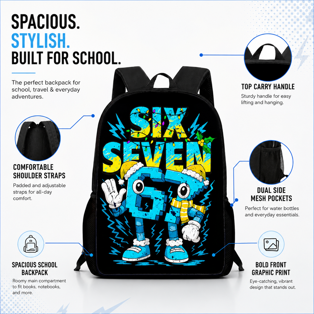 Six Seven 67 Kids Lightweight 16 Inch School Backpack